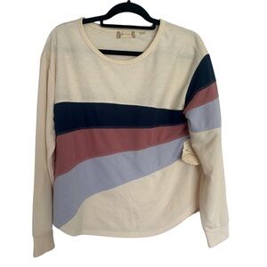 Altard State Cream Colorblock Long Sleeve Pullover Top - Size L